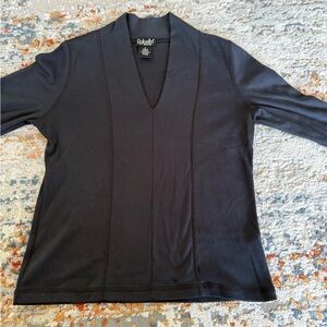 Rafaella Black V-Neck 100% Cotton Top